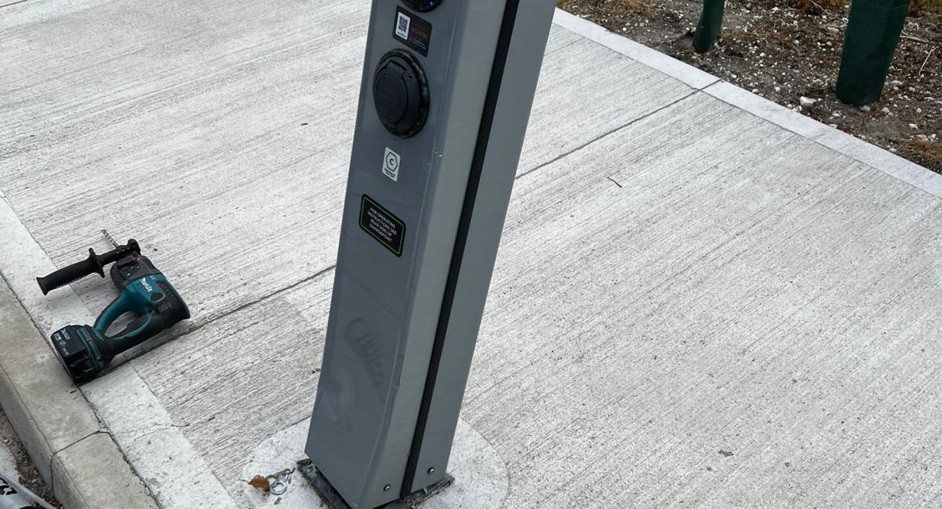 EV Car Charging Point With Crash Bay Protection, Essex